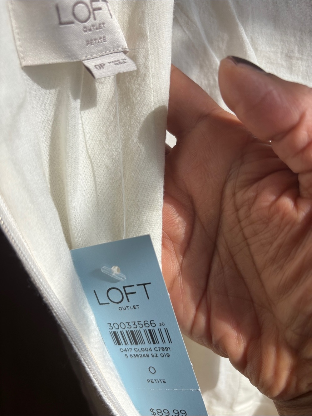 LOFT Cream Button-Front Linen Midi WIDE LEG JUMPSUIT Waist Tie NWT - Picture 9 of 9